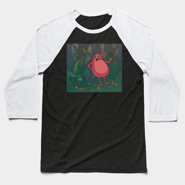 Frog Marsh Fantasy Character Baseball T-Shirt by mirandachurch